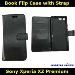 Book Flip Case with Strap For Sony Xperia XZ Premium G8142 Slim Fit Look